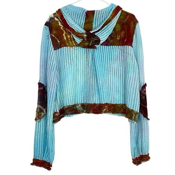 Handmade Tie Dye Hoodie Jacket Womens Size Small Medium Sheer Mesh Cropped - Picture 2 of 14